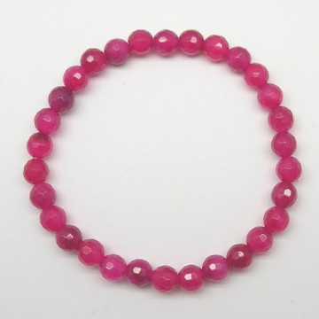 Pulsera elastica bola facetada Agata Rosa 6mm