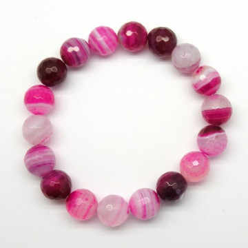 Pulsera elastica bola facetada Agata Rosa Bandeada