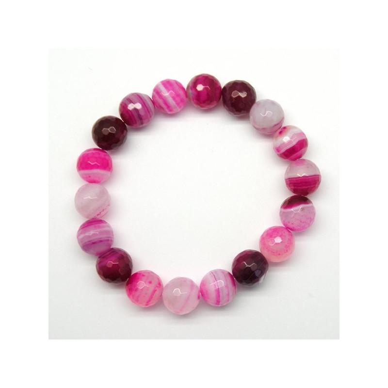 Pulsera elastica bola facetada Agata Rosa Bandeada Pulsera elastica bola facetada Agata Rosa Bandeada