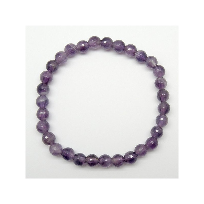 Pulsera elastica bola facetada Amatista 6mm Pulsera elastica bola facetada Amatista 6mm
