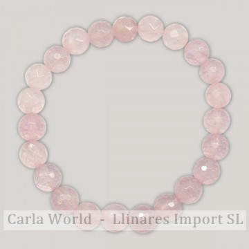 Pulsera elastica bola facetada Cuarzo Rosa 8mm