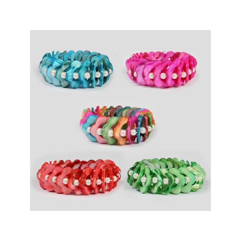 Pulsera Nacar y bola. Modelo Flor. Colores surtido Pulsera Nacar y bola. Modelo Flor. Colores surtido