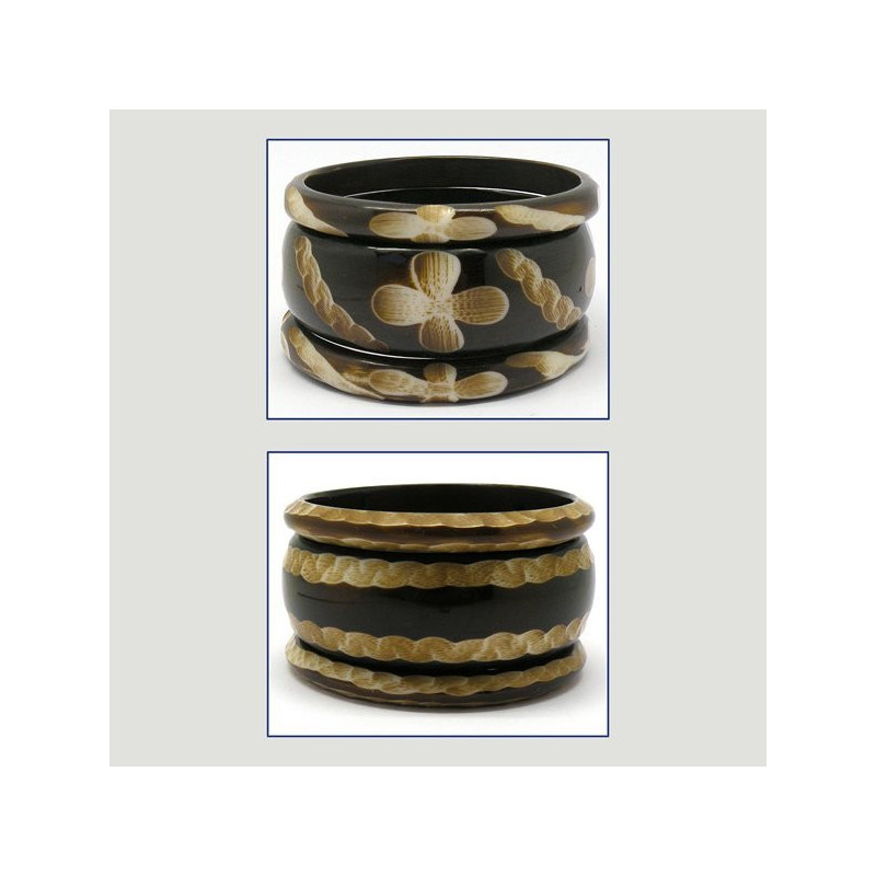 Conjunto de 3 Pulseras hueso talladas surtidas Conjunto de 3 Pulseras hueso talladas surtidas
