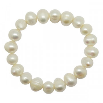 Pulsera perla blanca elástica 9-10mm