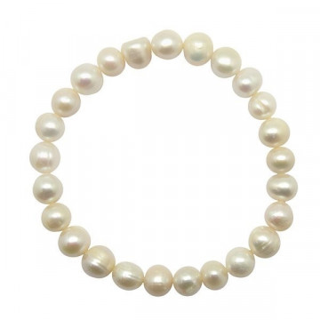 Pulsera perla blanca redonda elástica 8-9mm