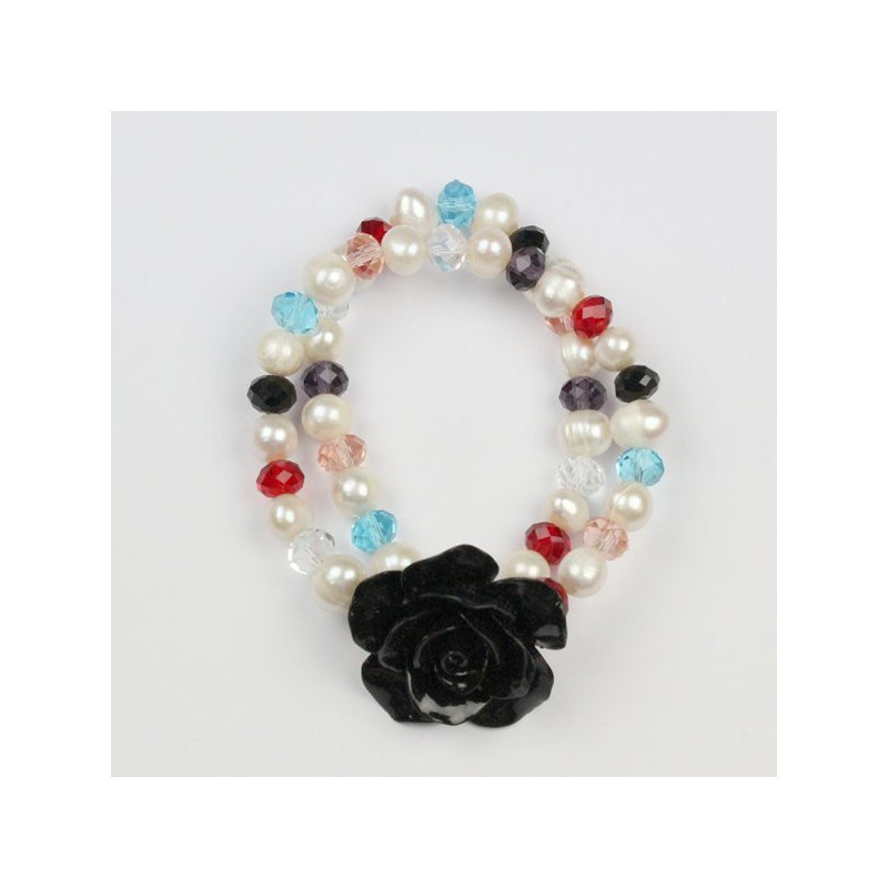 Pulsera Perla con flor. Modelo multicolor Pulsera Perla con flor. Modelo multicolor