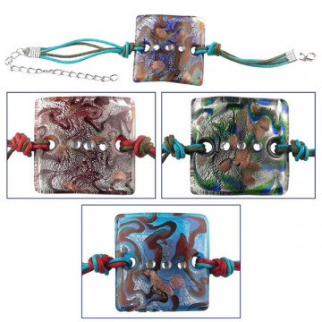 Pulsera vidrio vitrofusion cuadrado colores surtid