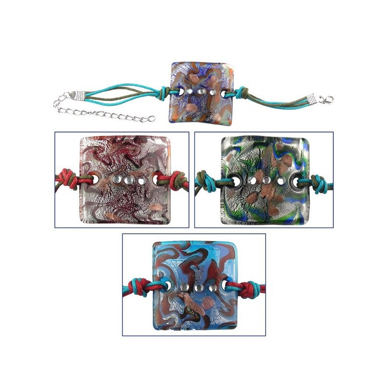 Pulsera vidrio vitrofusion cuadrado colores surtid Pulsera vidrio vitrofusion cuadrado colores surtid