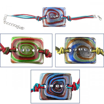 Pulseira Vidro Vitrofusão Retângulo Cores Sortidas