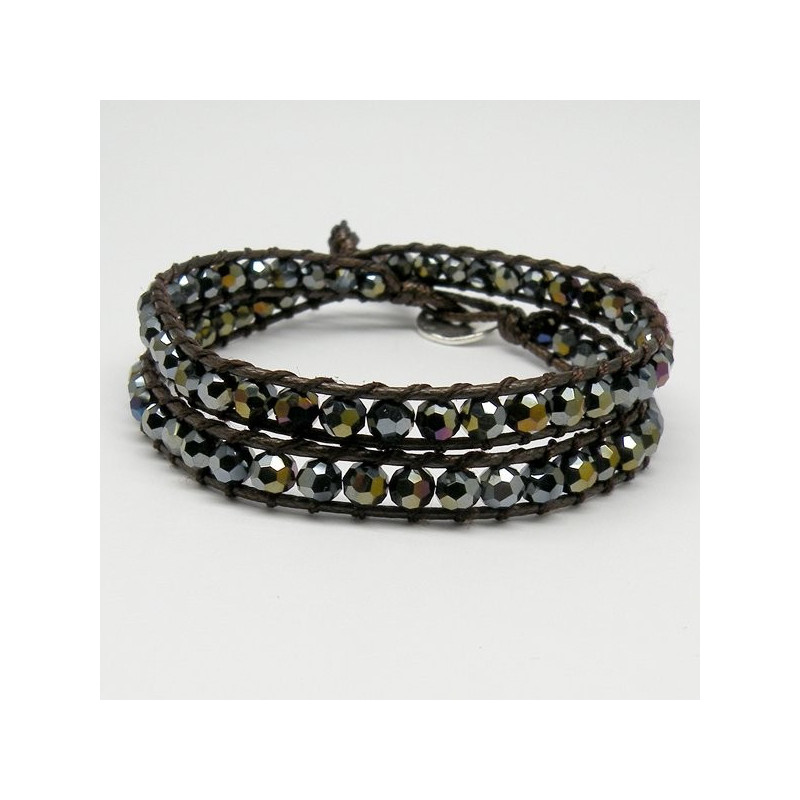 Pulsera cristal facetado con cuerda Arco iris. 2 v Pulsera cristal facetado con cuerda Arco iris. 2 v