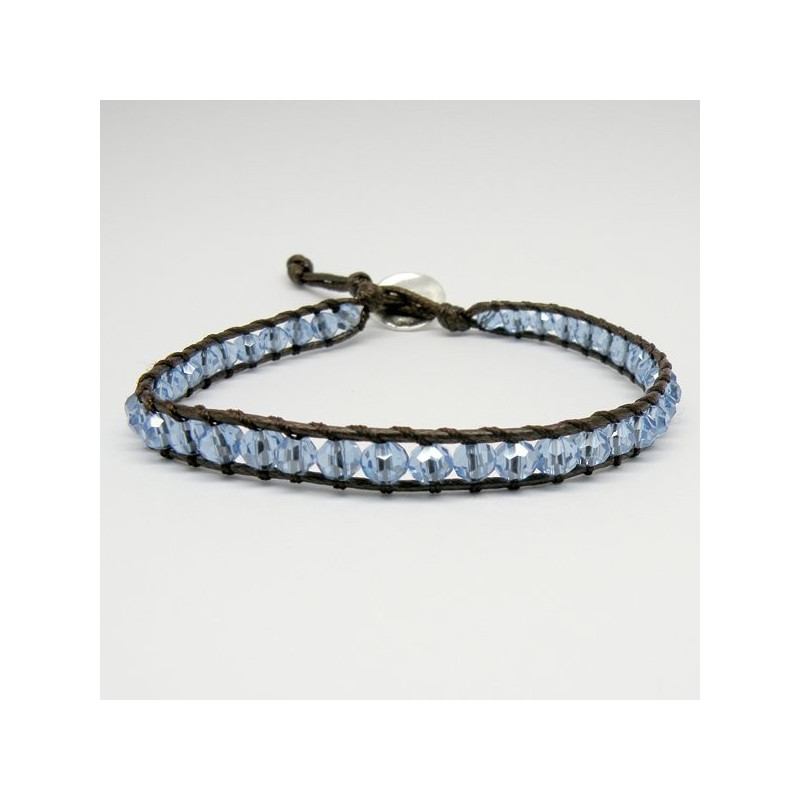 Pulsera cristal facetado con cuerda Azul. 1 vuelta Pulsera cristal facetado con cuerda Azul. 1 vuelta