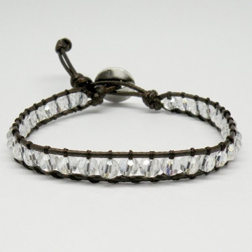 Pulsera cristal facetado con cuerda Cristalino. 1 vuelta