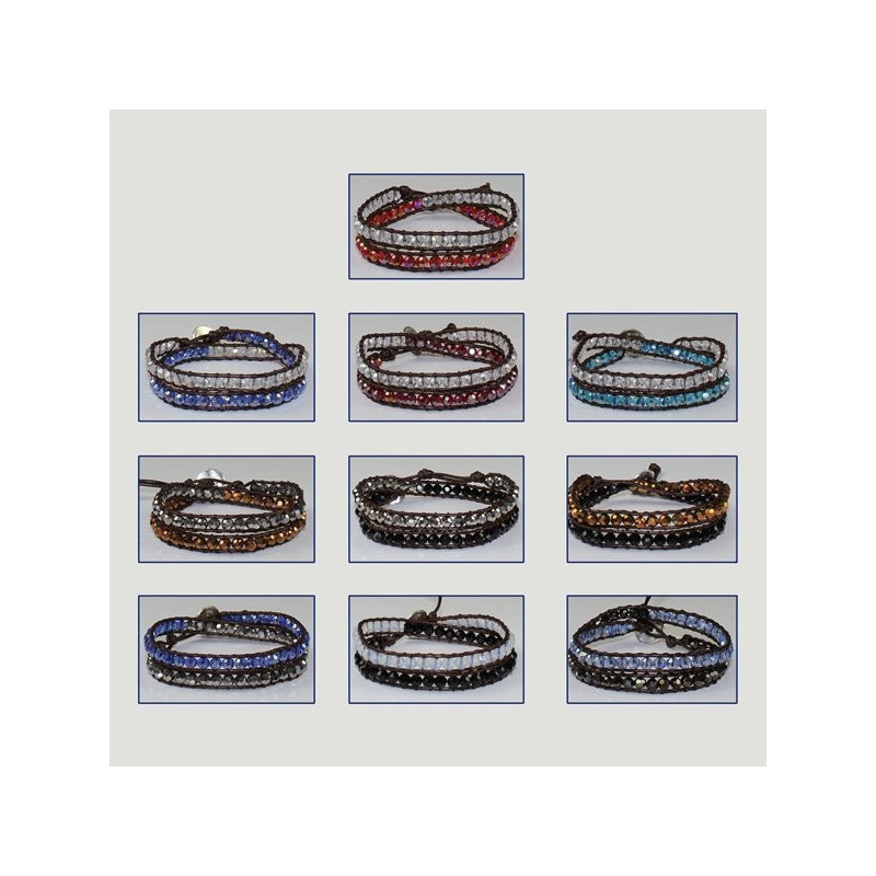 Pulsera cristal facetada bicolor 2 vueltas surtida Pulsera cristal facetada bicolor 2 vueltas surtida