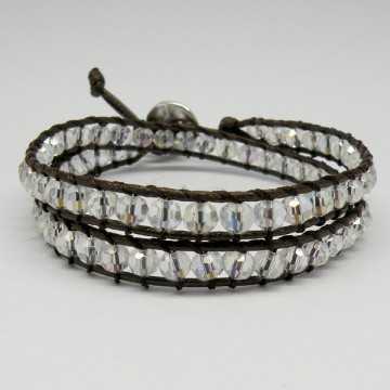 Pulsera cristal facetado con cuerda Tornasol. 2 vu