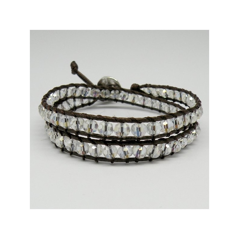 Pulsera cristal facetado con cuerda Tornasol. 2 vu Pulsera cristal facetado con cuerda Tornasol. 2 vu
