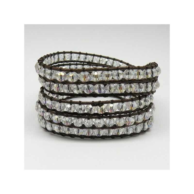 Pulsera cristal facetado con cuerda Tornasol. 5 vu Pulsera cristal facetado con cuerda Tornasol. 5 vu