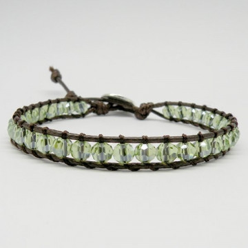 Pulsera cristal facetado con cuerda Verde. 1 vuelt