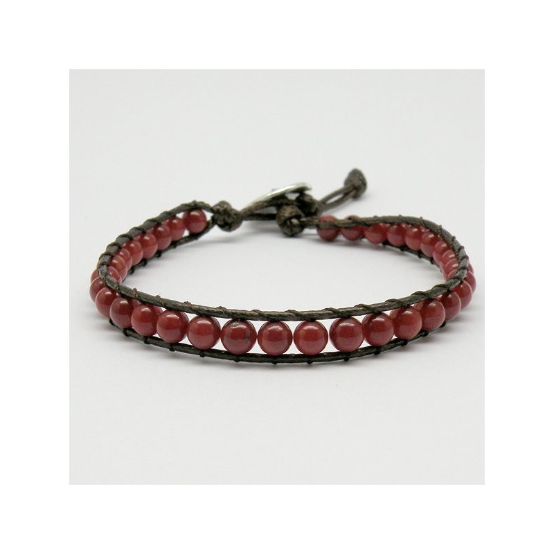 Pulsera Coral rojo con cuerda 1 vuelta Pulsera Coral rojo con cuerda 1 vuelta