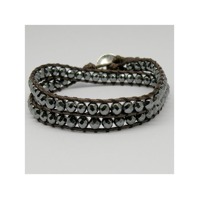 Pulsera Hematites con cuerda 2 vueltas Pulsera Hematites con cuerda 2 vueltas