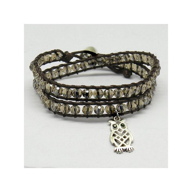 Pulsera cristal tallado con Colgante y cierre de P Pulsera cristal tallado con Colgante y cierre de P