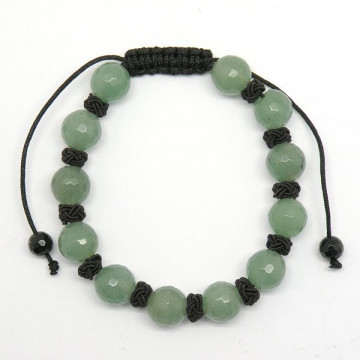 Pulsera macrame bola facetada. Aventurina verde - 