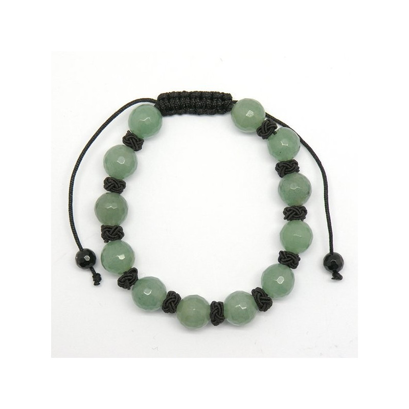 Pulsera macrame bola facetada. Aventurina verde - Pulsera macrame bola facetada. Aventurina verde -