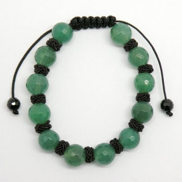 Pulsera macrame bola facetada. Cuarzo verde - VIRG