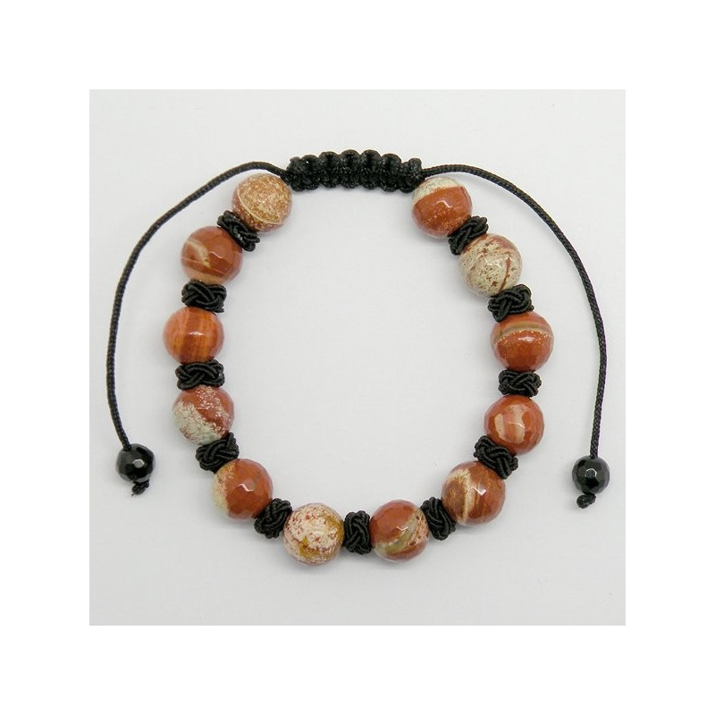 Pulsera macrame bola facetada. Jaspe sardo - ESCOR Pulsera macrame bola facetada. Jaspe sardo - ESCOR