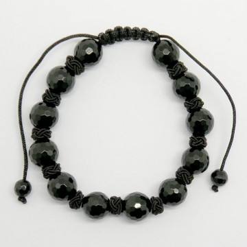 Pulsera macrame bola facetada. Obsidiana - CAPRICO