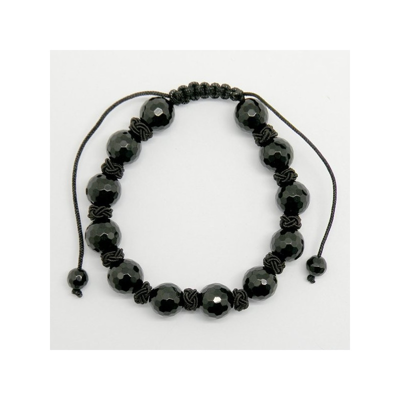 Pulsera macrame bola facetada. Obsidiana - CAPRICO Pulsera macrame bola facetada. Obsidiana - CAPRICO