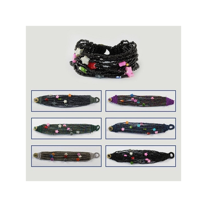 Pulsera Macrame bolitas con Estrellas. Colores sur Pulsera Macrame bolitas con Estrellas. Colores sur