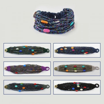 Pulsera Macrame bolitas con Ovales piedras colores