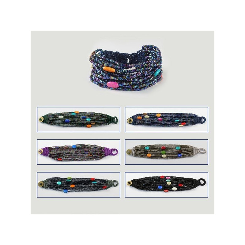 Pulsera Macrame bolitas con Ovales piedras colores Pulsera Macrame bolitas con Ovales piedras colores