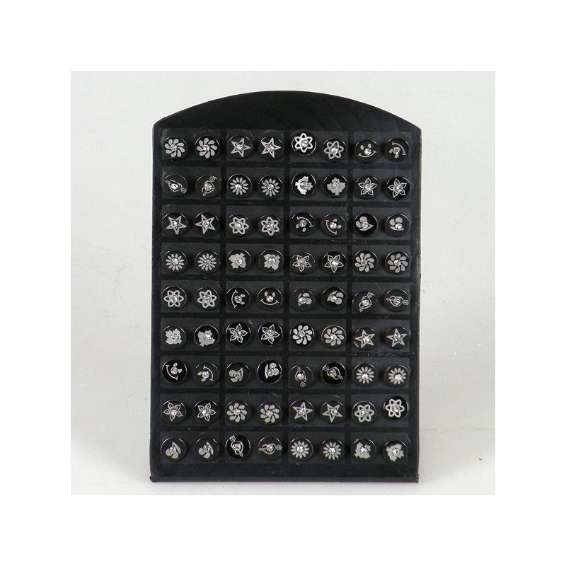 Pack 36 pares. Pendientes Acero. Modelo negro y ci Pack 36 pares. Pendientes Acero. Modelo negro y ci