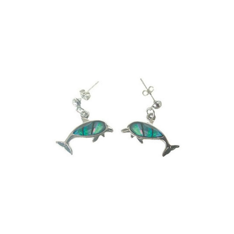 Pendientes abalón. Modelo delfin de pie Pendientes abalón. Modelo delfin de pie