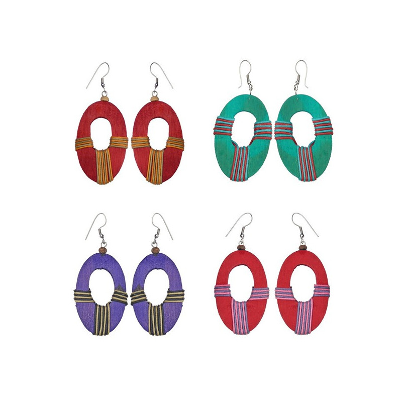 Pendientes madera, mod 01, col surt. Pendientes madera, mod 01, col surt.