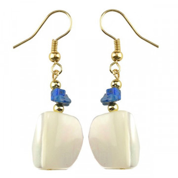 Pendientes nacar trozos chip lapis dorado