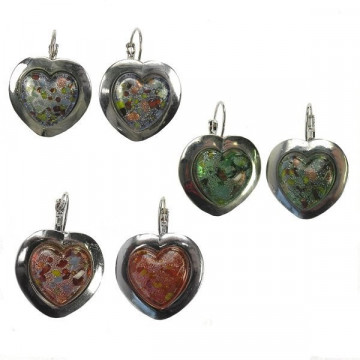 Pendientes murano y metal. Modelo Corazon. Colores