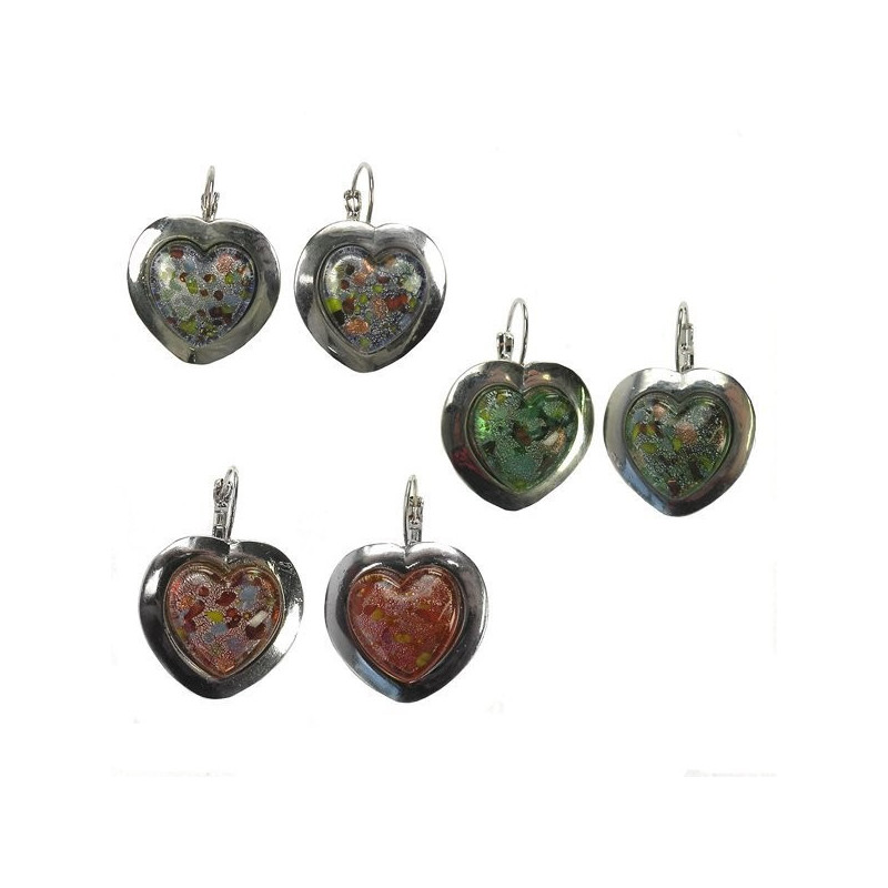 Pendientes murano y metal. Modelo Corazon. Colores Pendientes murano y metal. Modelo Corazon. Colores