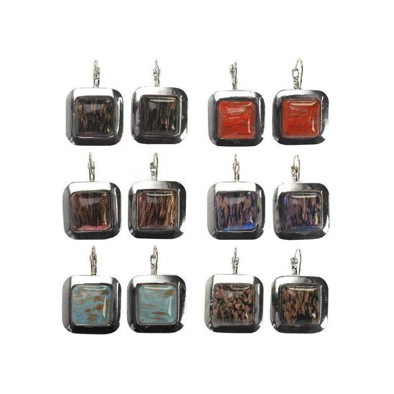 Pendientes murano y metal. Modelo Cuadrado. Colore Pendientes murano y metal. Modelo Cuadrado. Colore