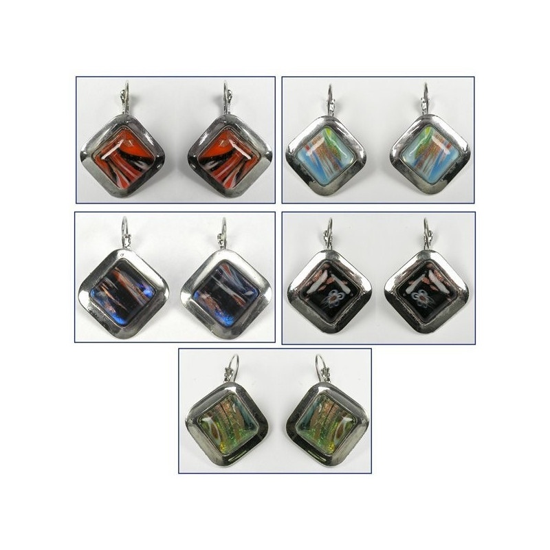 Pendientes murano y metal. Modelo Rombo. Colores s Pendientes murano y metal. Modelo Rombo. Colores s