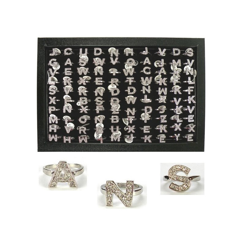 Anillos metal, con letras, circon Anillos metal, con letras, circon