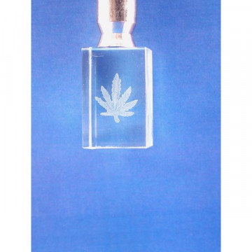 Llavero cristal c/luz cannabis