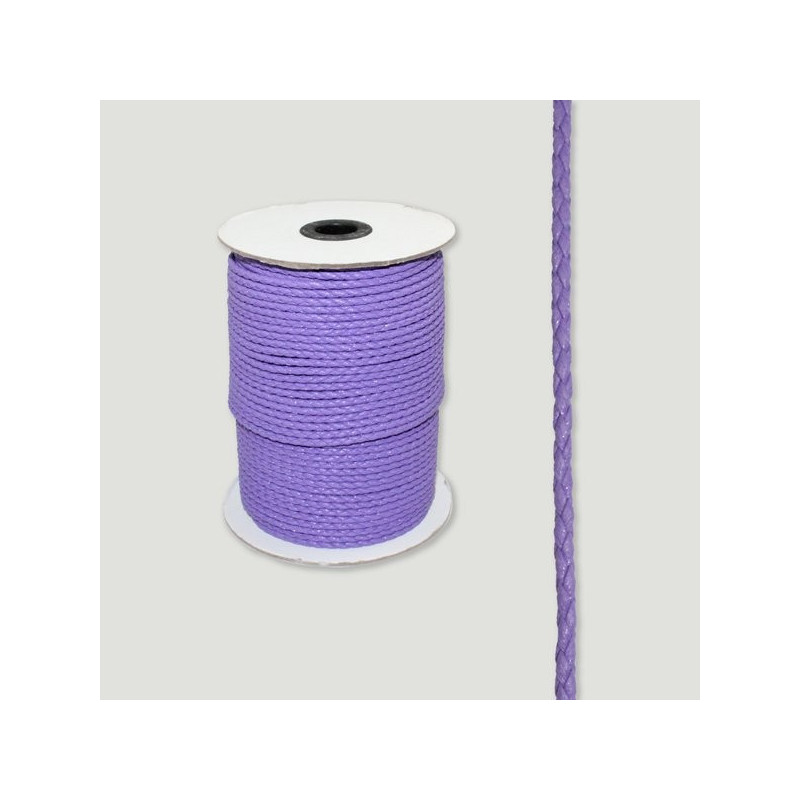Cuero sintético trenzado redondo lila. Rollo pequeño 3mm Cuero sintético trenzado redondo lila. Rollo pequeño 3mm