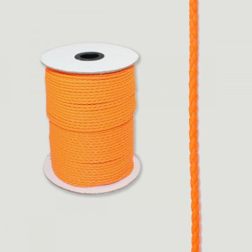 Cuero sintético trenzado redondo naranja. Rollo pequeño 3mm