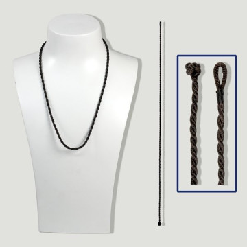Cordon coton tressé marron. 45cm. Largeur : 4mm
