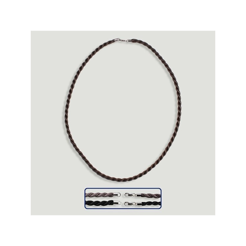 Cordon seda trenzado con cierre de Plata 4mm Cordon seda trenzado con cierre de Plata 4mm