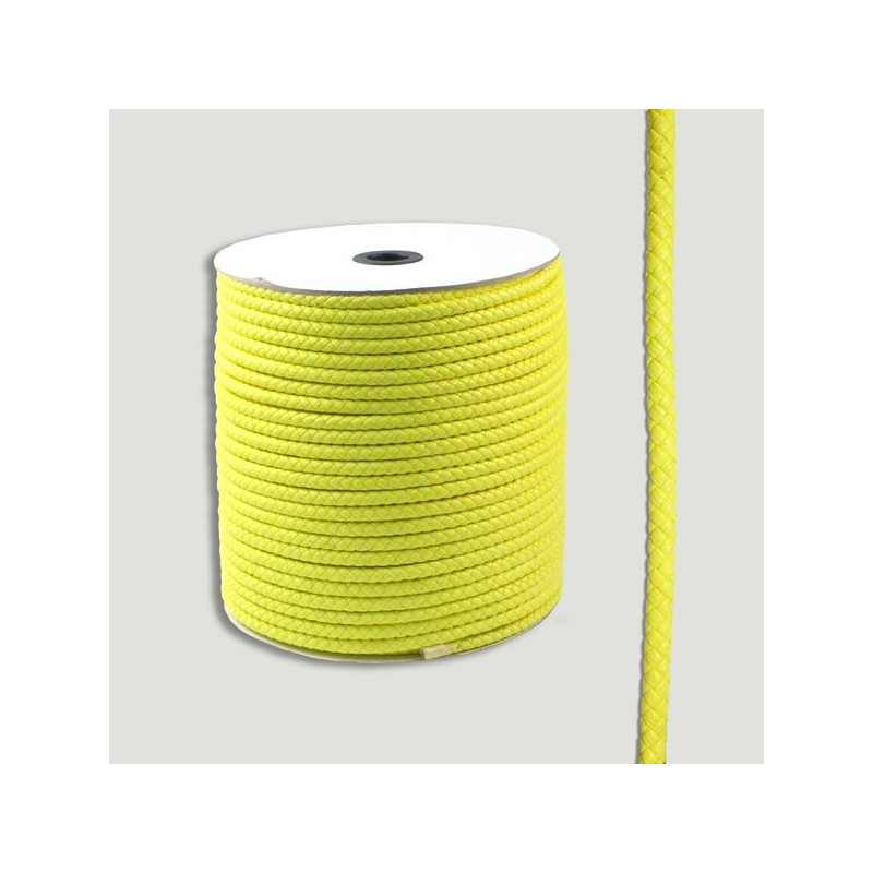 Cuero sintético trenzado amarillo. Rollo grande 5mm Cuero sintético trenzado amarillo. Rollo grande 5mm