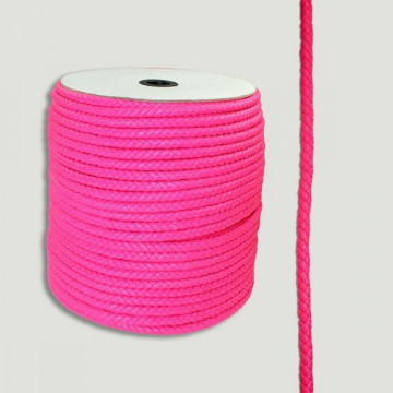 Cuero sintético trenzado fucsia. Rollo grande 5mm