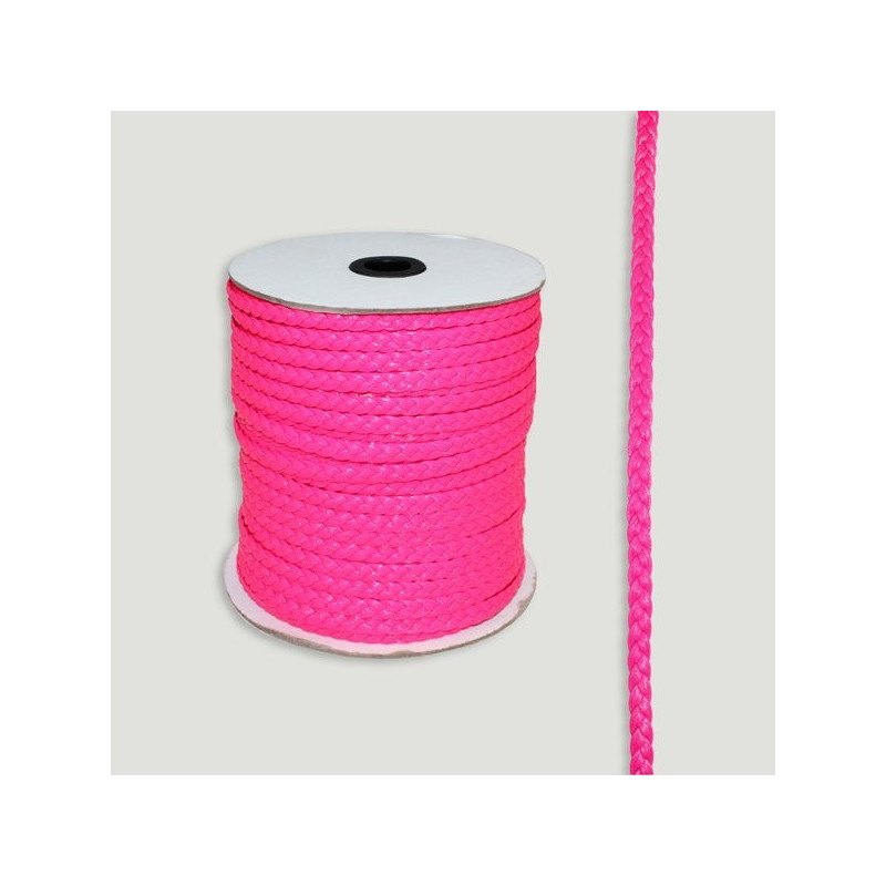 Cuero trenzado plano fucsia. Rollo mediano 7mm Cuero trenzado plano fucsia. Rollo mediano 7mm